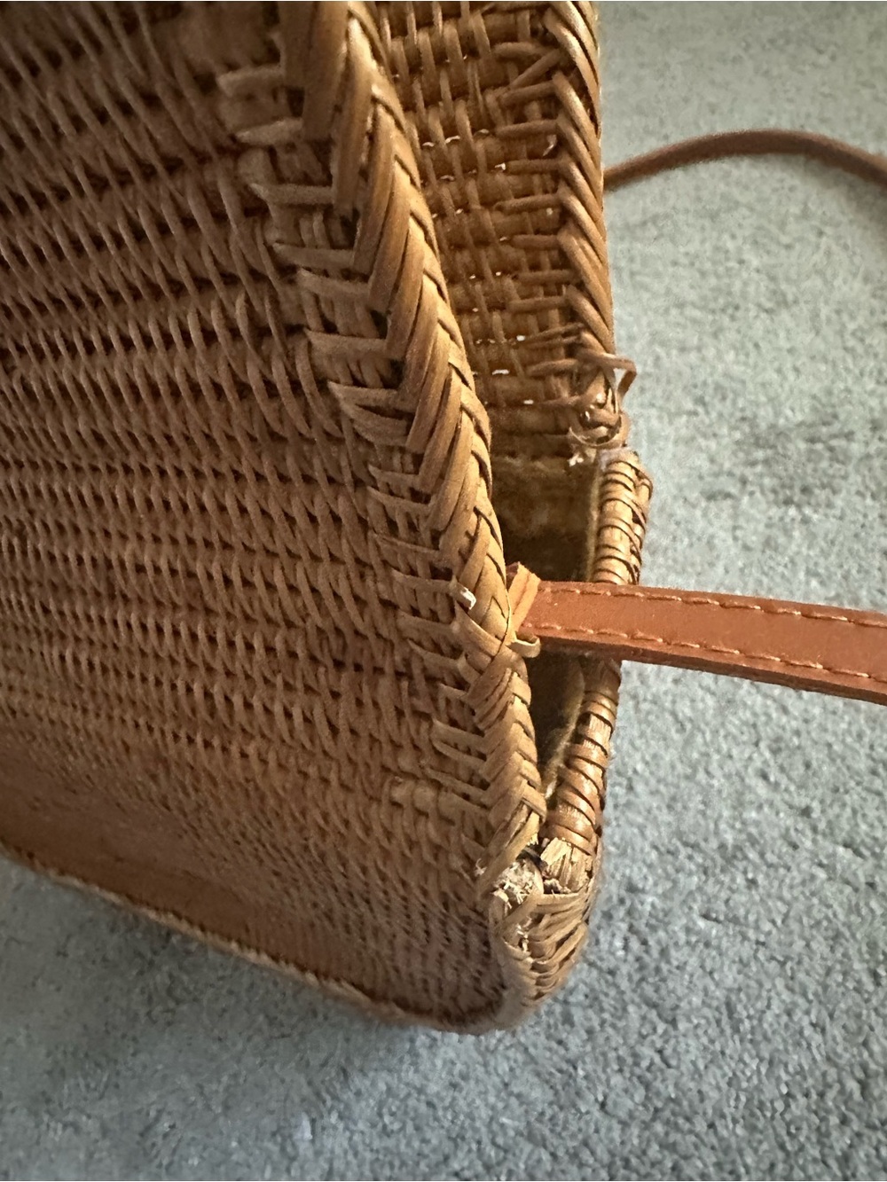 Anthropologie Rattan Woven Crossbody Bag in Tan/Brown Natural Lightweight - Picture 5 of 16